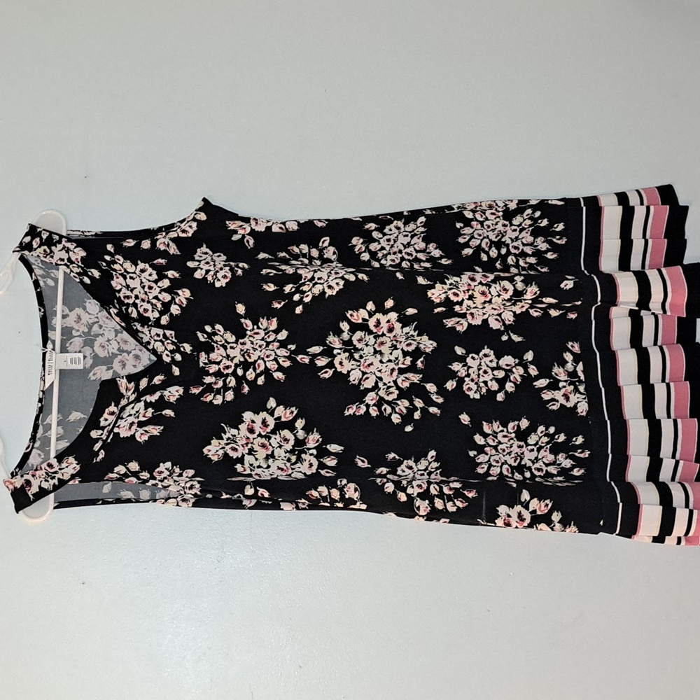 White House Black Market Sleeveless  Midi Dress L Floral Top Pleated Bottom NWOT